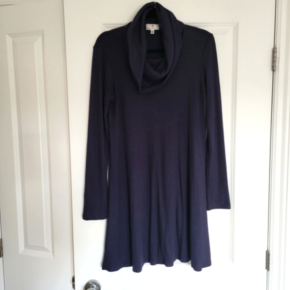 RIbbed Long Sleeve A-line Mini Dress - Picture 3 of 7